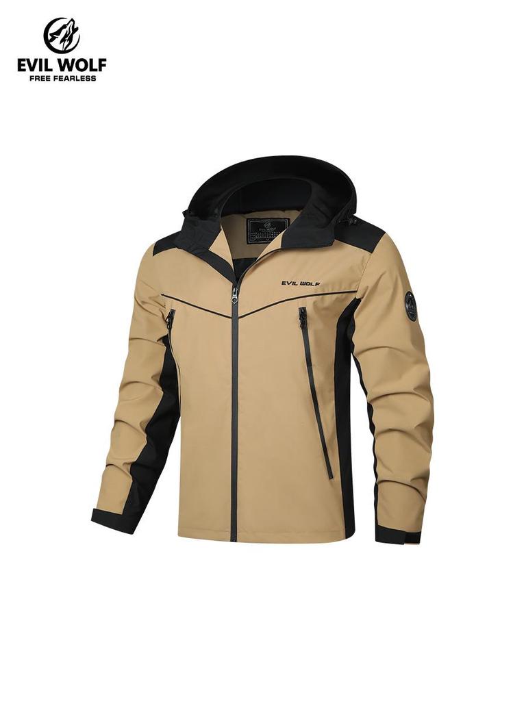 Vielseitige Herren Winddichte Kapuzenjacke für Frühling/Herbst, Outdoor Bergsteigen & Sport