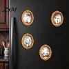 Metal Surface Magnets Halloween Wooden Frame Refrigerator Magnet, Retro Oval Fridge Decorative Cabinet Pumpkin Ghost Magnetic Decoration for