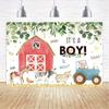 2D Red Barn Farm Backdrop It's A Boy Baby Shower Photography Background