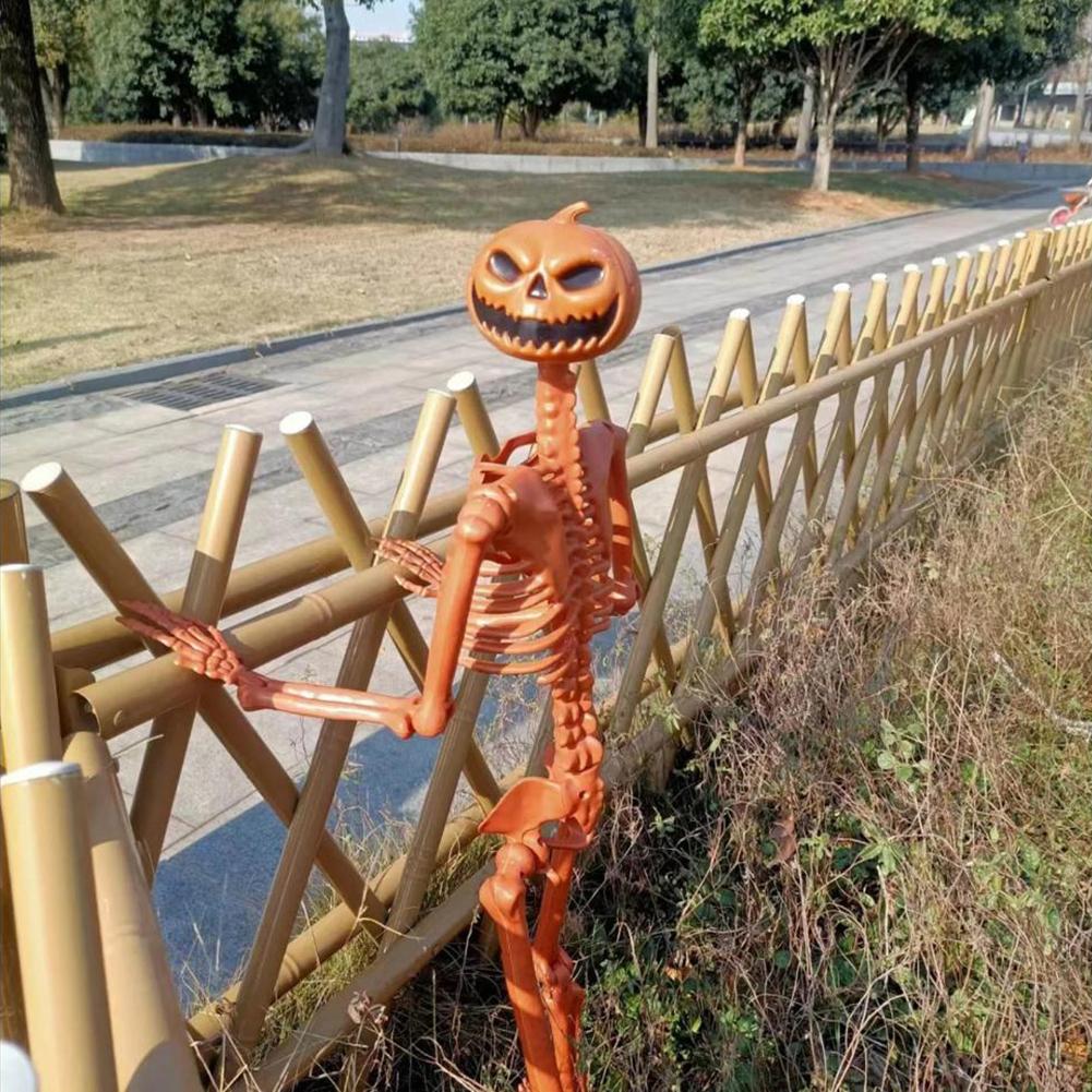 Halloween Pumpkin Skeleton Decorations with Movable Joints Human Bones Stayable Posable Skeletons for Spooky Scene Party Favor