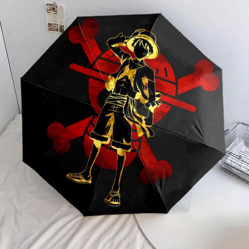 1 PC Automatic Folding Umbrella - One Piece Monkey D Luffy Pattern Portable Foldable Design With 8 Ribs Christmas Birthday Gifts
