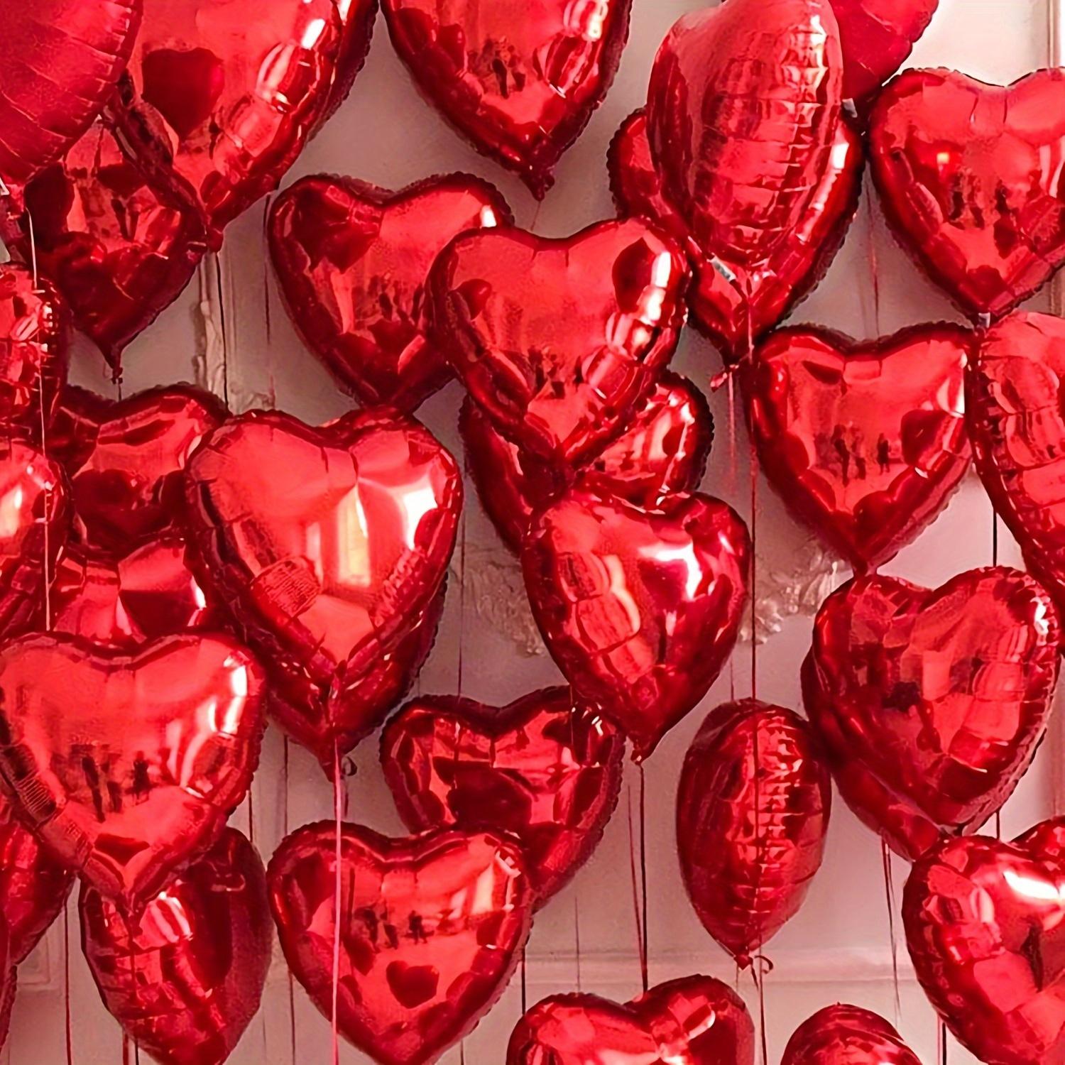 

50 шт. 10-дюймовых воздушных шаров из алюминиевой фольги в форме красного сердца, подходящих для свадеб, помолвок, Дня святого Валентина, дней рождения и новогодних украшений