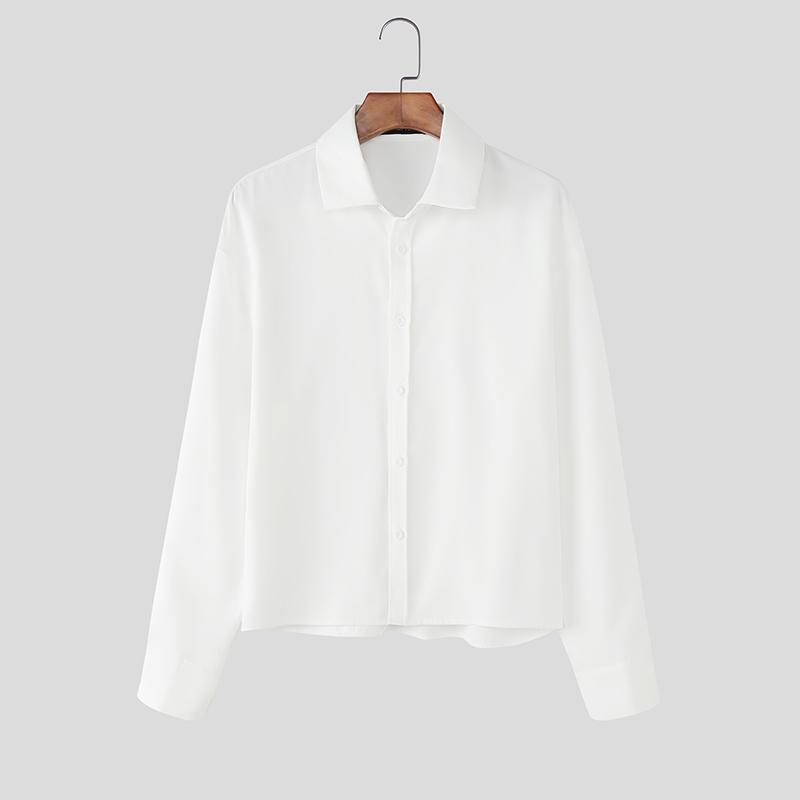 INCERUN Plus Size Men Lapel Long Sleeve Button Down Casual Loose Office Shirts