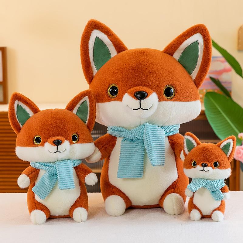 40cm Cartoon Animal Scarf Fox Plush Stuffed Doll Cute Children's Companion Toy Birthday Gift Home Decoration Pillow Ornament