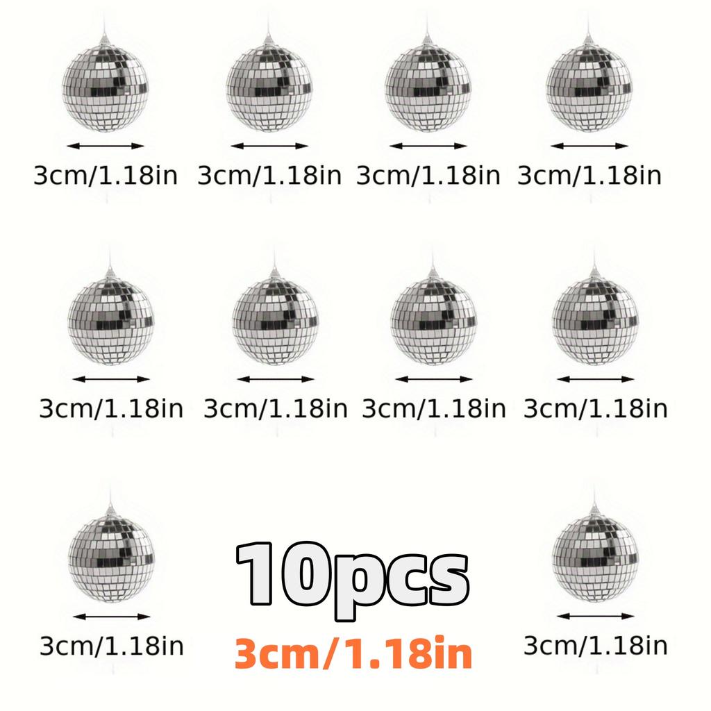 30pcs Mini Disco Ball Ornaments Reflective Glass Silver Baubles for Mardi Gras Disco Party Decor Sparkling Christmas Tree Gift