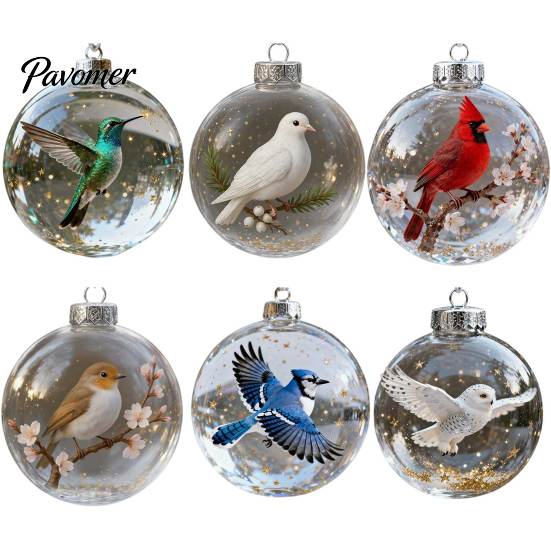 Collectible Bird Glass Ornaments Nature Faux Crystal Ornament Handmade 3D Warmth And Meaning Set Clear Plastic Christmas Ball Holiday Decor Loved One