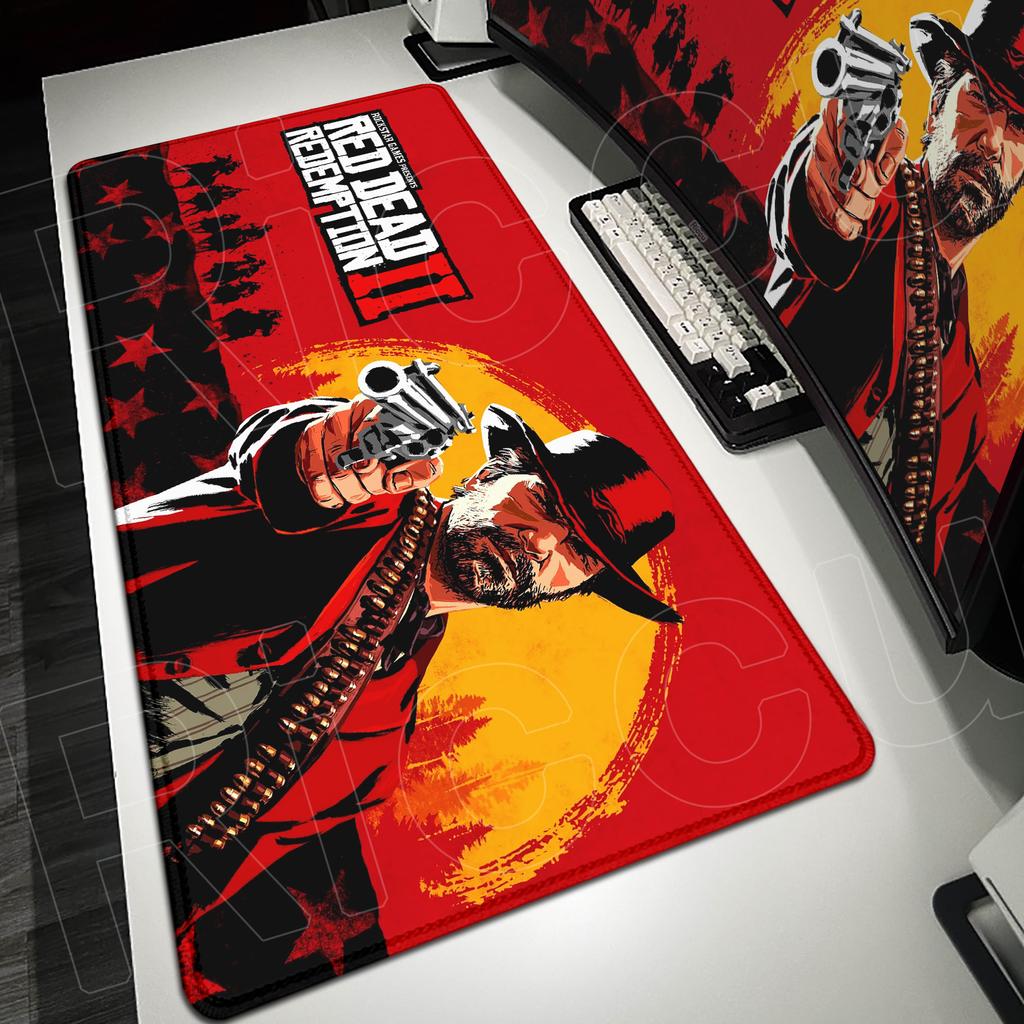 Tappetino per Mouse Sovradimensionato 120x60cm Red Dead Redemption 2 Tappetino da Tavolo per Tastiera da Gioco Accessori per Ufficio Computer Mousepad Antiscivolo Anime