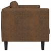 2 Seater Sofa with Cushions Brown Artificial Leather Suede Like Texture