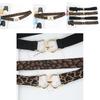 Fashion Black And Leopard Print Elastic Waistband With Buckle Design For Formal Events