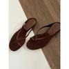 Sheepskin Version~ French Round Head Cover Toe Pinch Sandals Women's Summer Thick Heel Wedge Herringbone Cool Slippers Outside