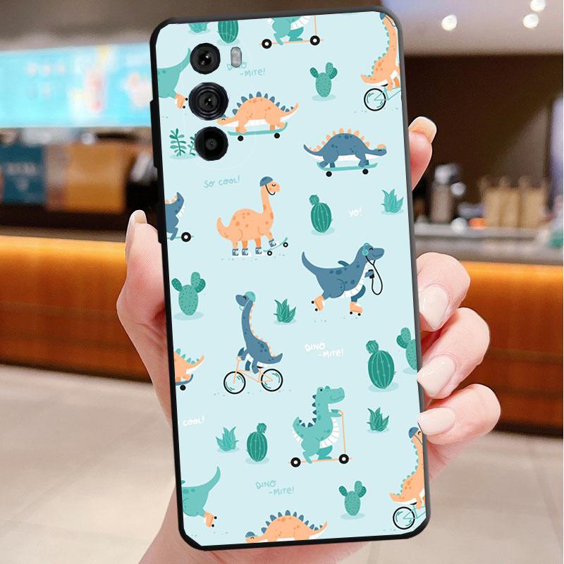 Cute Dinosaur Baby Phone Case For Motorola Edge 60 50 40 Pro 60 50 40 30 Ultra Neo Fusion Moto G Play G Stylus G Carcasas