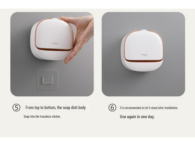 Luxury Wall-Mounted Soap Holder with Lid - No-Drill, High-End Draining Soap Storage Rack