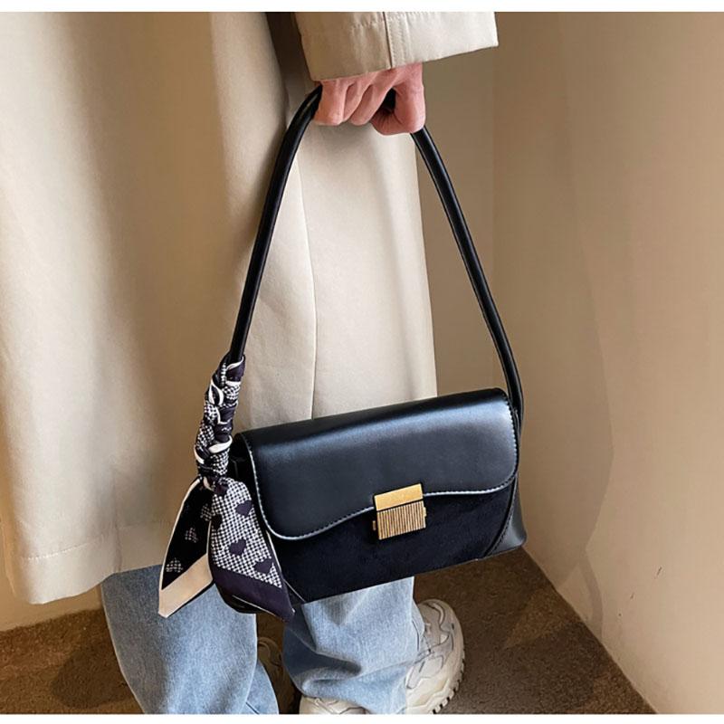 French Fashion Retro Underarm Bag Suede Simple Women's New High-Grade Texture Single Shoulder Bag Casual Small Square Bag