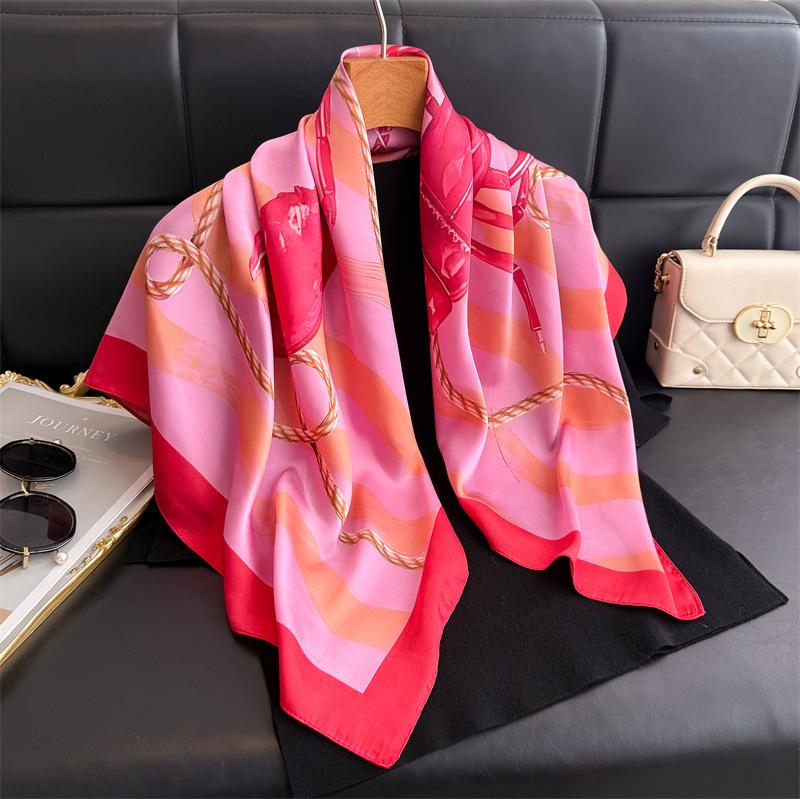 European retro knot simulation silk high-end large square scarf silk scarf printed shawl scarf sunscreen scarf headscarf scarf