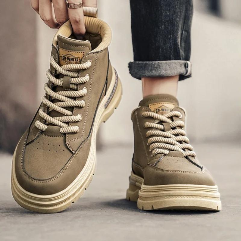 2026 Spring Autumn Men's Boots High Top British Style Casual Men's Shoes Outdoor Non-slip Wear-resistant Short Boot Botas Hombre