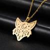 Teamer Stainless Steel Jewelry Statement Necklace for Men Women Animal Pendant Necklaces Bird Bear Rabbit Fox Wolf Mountain Moon