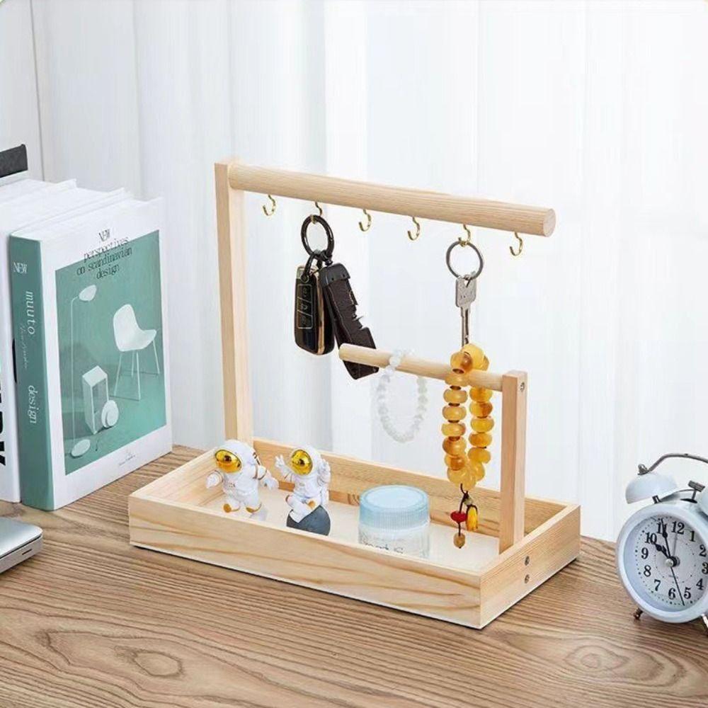 Creative Jewelry Display Plate Wooden Desktop Tray Multi-Function Bathroom Shelf Bracelet