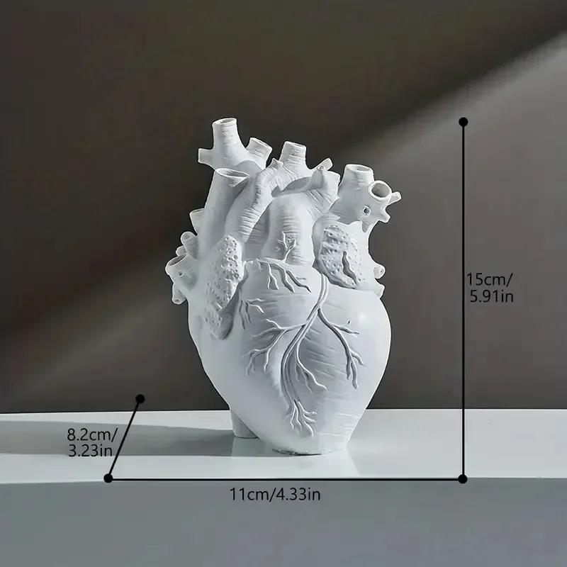 1pc, Heart Vase, Vases For Flowers Creative Heart-Shaped Sculpture ,Customized Vase, Heart-Shaped Art Resin Vase Desktop Home De