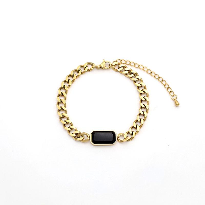 Accessories Hip Hop Style Black Square Zircon Bracelet Girls Niche Light Luxury 18K Titanium Steel Jewelry