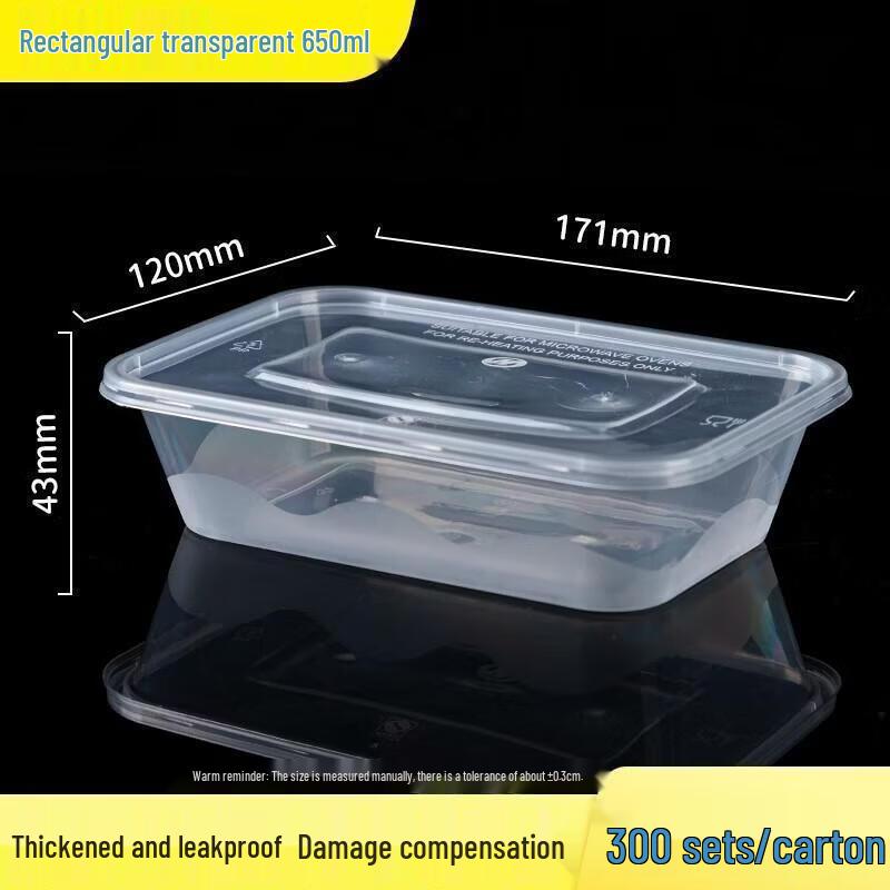 JINGRX Transparent Rectangular Disposable Food Containers