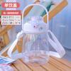 Water bottle big belly cup large capacity straw cup one cover double drink plastic cup children cartoon cup free sticker