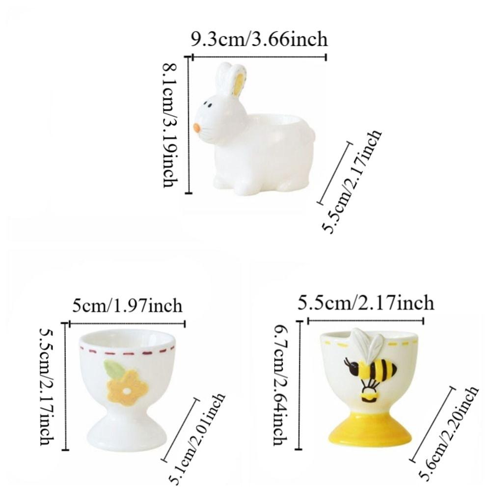 Ceramic Cartoon Egg Cup Rabbit Bee Steamed Egg Cup Funny Egg Holder  Kitchen Display