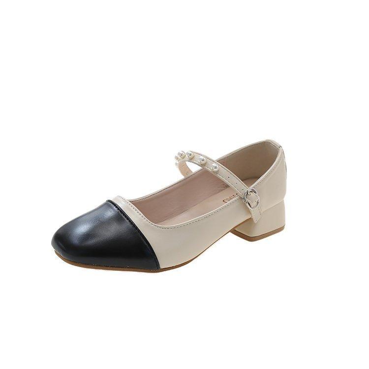 

Цветные однотонные туфли Мэри Джейн женские весна-осень сто с квадратным носком и неглубоким воротом на толстом каблуке в стиле ретро 39 чёрный