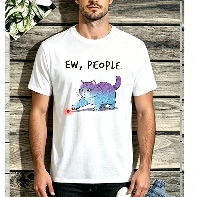 2026 New Unisex Funny Cat Ew People Cute Graphic Short Sleeve TShirt Soft Cotton Casual Summer Top Novelty Animal Lover Gift