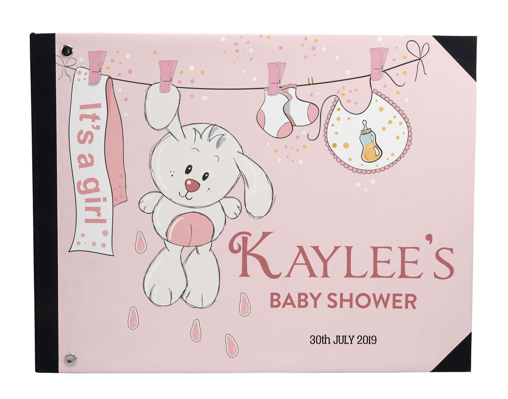 Darling Souvenir Blue Seamless Heart & Baby Objects Personalized Printed Baby Shower  Guest  Book  Scrapbook-7 x 9