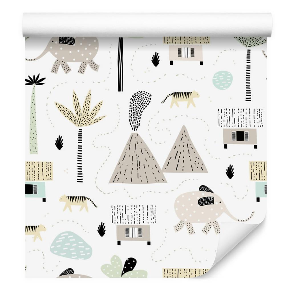 Animals and palm trees wallpaper for living room and bedroom 50x1000