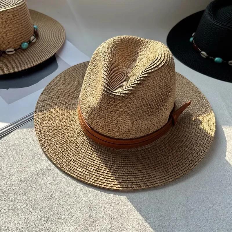

Large Size Hand-woven Sunflower Leaf Grass Sun Hat Fashion Summer Outdoors Flat Top Hat Beach Vacation Sun Protection Straw Hat 55 60cm