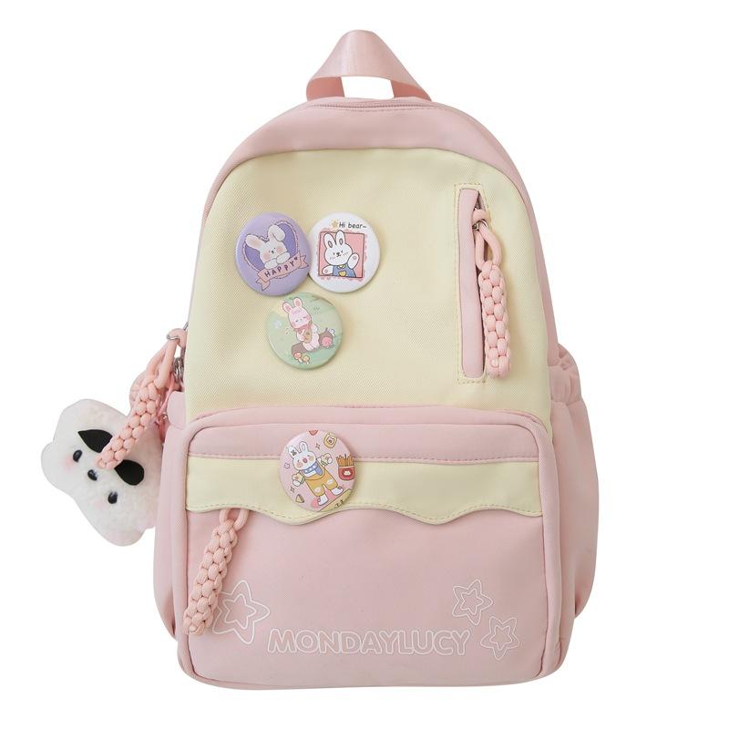 Schoolbag niche design contrasting colors campus style versatile schoolbag retro college student backpack high value women's lightweight backpack