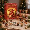 Odpočet do Vánoc 24 dní 3D skotský dobytek Adventní kalendář 2026, Slavnostní dárková krabička s roztomilými mini figurkami hospodářských zvířat pro sváteční ozdobu stolu