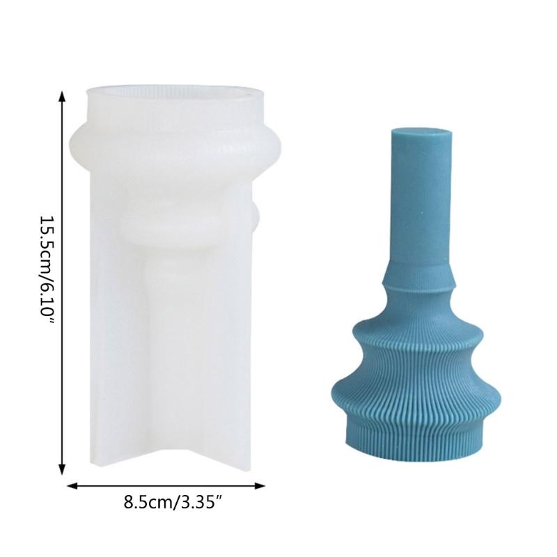 Silicone Gypsum Molds Striped Candle Holder DIY Mold for Candle Mold Handmade Craft Soap Clay Mould Cake Decorating