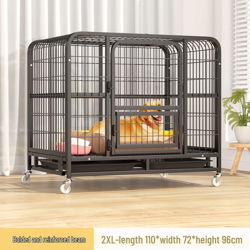 Medium & Large Dog Indoor Kennel with Full Square Tube Design and Built-in Toilet