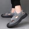 Men's Non Slip Sandals Summer Mesh Baotou Breathable Driving Hollow Outdoor Middle Aged Leisure Versatile Thick Bottom Sandals