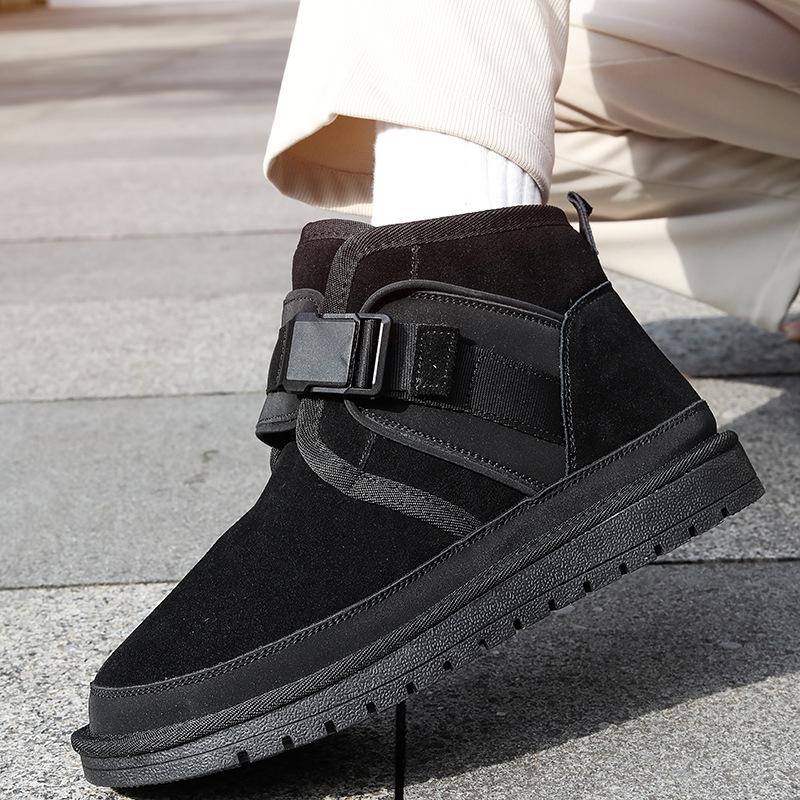 Men's 2025 Winter Fashionable Warm Cowhide Snow Boots with Velvet Lining for Couples