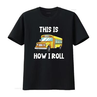 Funny School Bus Driver This Is How I Roll T Shirt Vintage Washed Unisex Top For Everyday Wear Fashion Soft Breathable Slightly