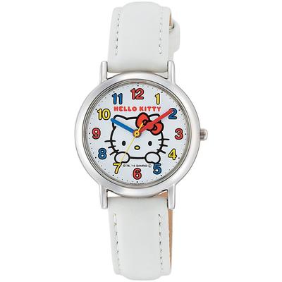 Watch Analog Hello Kitty Waterproof Leather Strap White [Q&Q] HK15-001 Women's