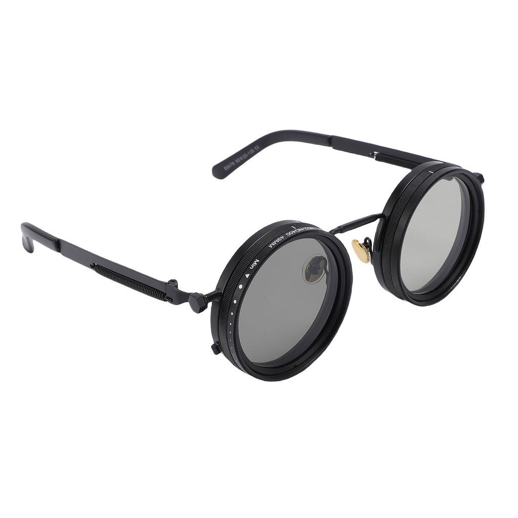 Adjustable Tint Sunglasses 9 Gears ND2 400 Filter 49MM Round Polarized Fishing Sunglasses for Outdoor Exploration