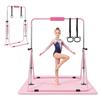 VEVOR Bare de Gimnastică pentru Copii, Capacitate 63,5 kg Bară Kip Pliabilă pentru Antrenament cu Saltea, Bară Orizontală de Gimnastică Reglabilă pe Înălțime pentru Acasă