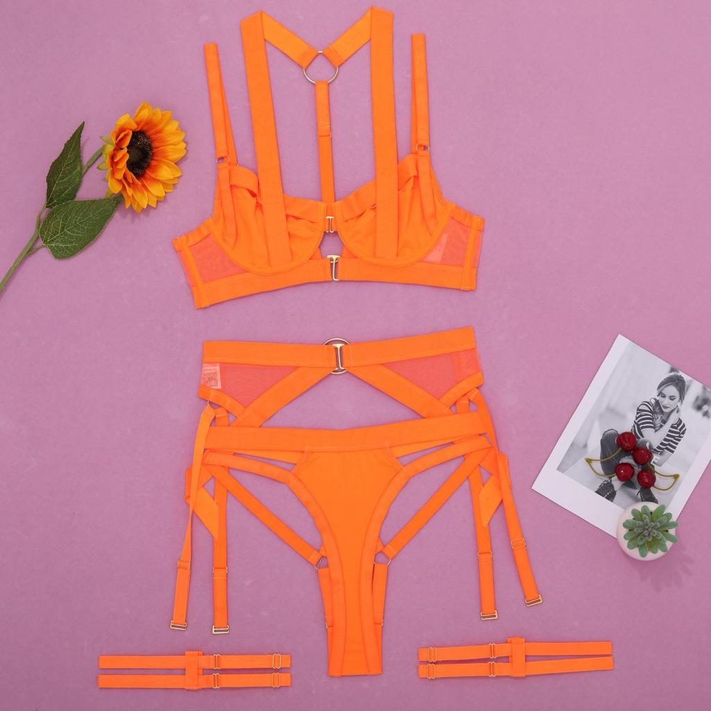 Rusa European & American Summer Fashion Hollow Out Bandage Cross Lingerie Body Shaping Set CT0930