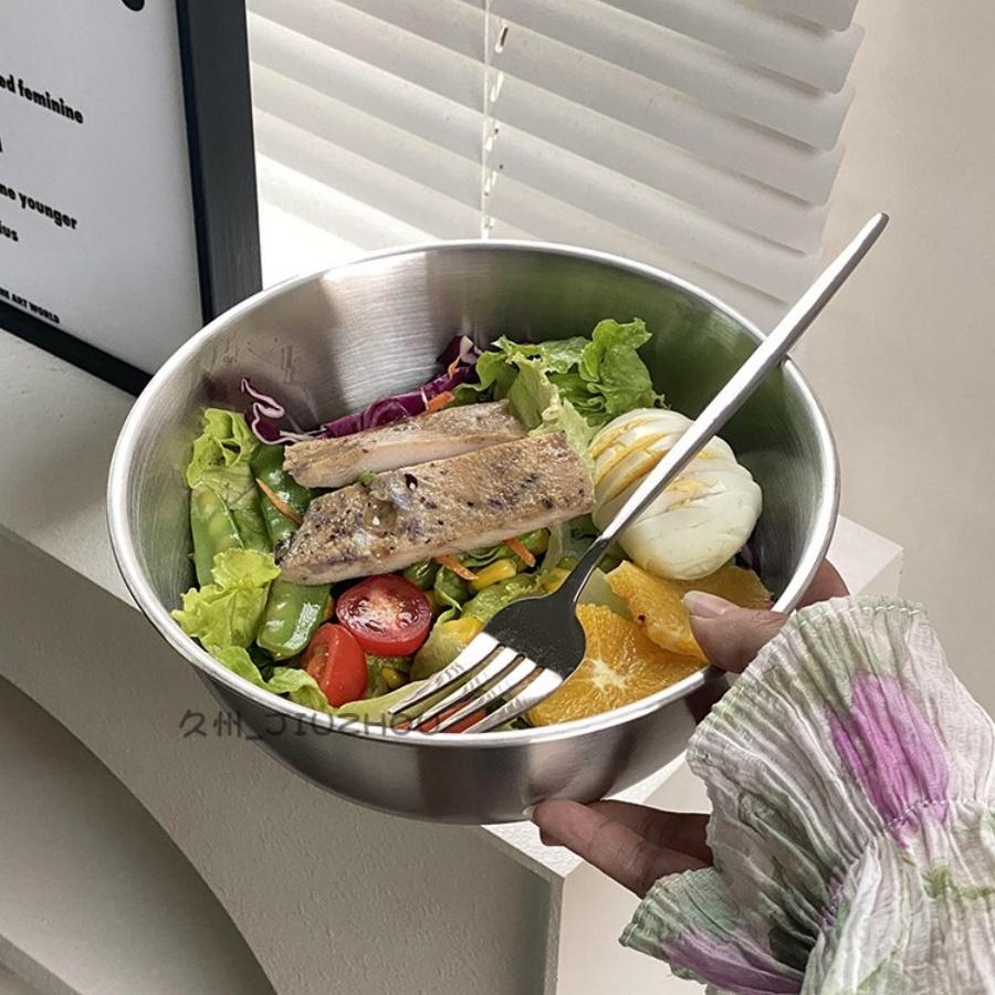 3pcs Stainless Steel Salad Bowl, Light Food Bowl, Cold Noodle Bowl, High Aesthetic Korean Style Rice Bowl, Soup Bowl