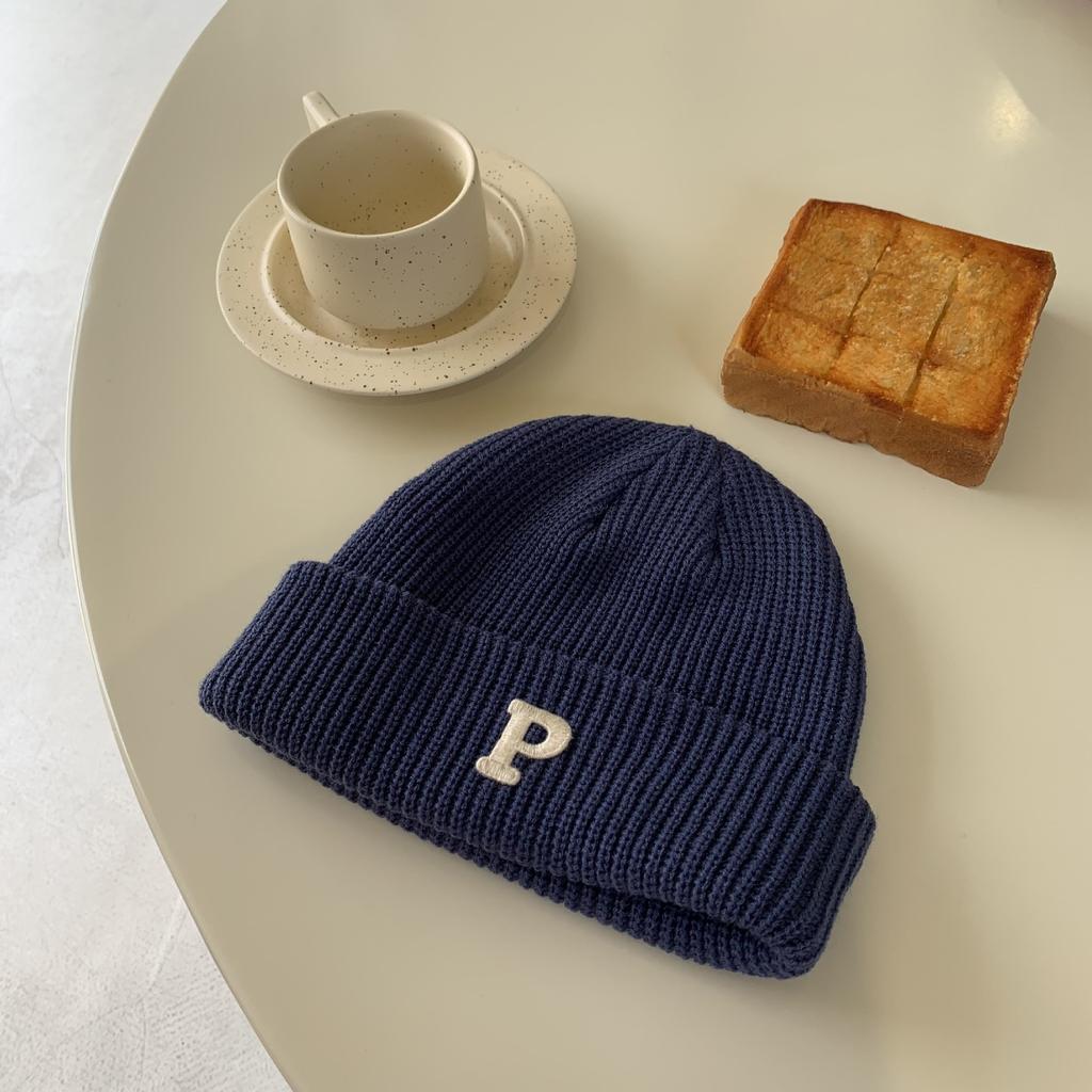 All-match Letter Knitted Wool Hat for Women Korean Style Autumn and Winter Warm Fashion Bag Head Hat