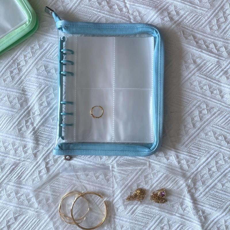 Transparent Travel Jewelry Storage Book Earring Holder Case Zippered Pouch Prevent Lost Earrings and Messy Necklaces