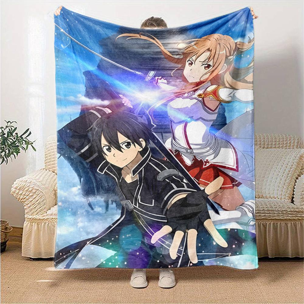 1pc Sword Art Online2 Blanket, Gift, for Men and Women, Soft Blanket, Good for Sofa Bed Couch Travel, Lightweight Flannel Blanket