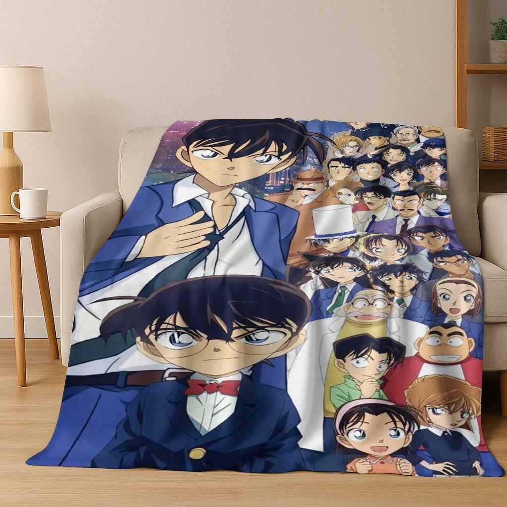 Retro Anime Detective Conan Cartoon Flannel Blanket,Warm and Cozy Soft Throw Blanket for Home Bedroom Bed Sofa Picnic Cover Kids