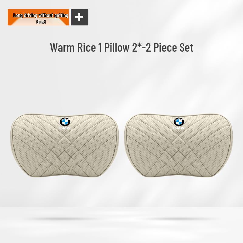 BMW Neck & Lumbar Support Pillow - Fits 1, 3, 5, 7 Series, X1, X3, X5, X6 - Car Interior Accessory