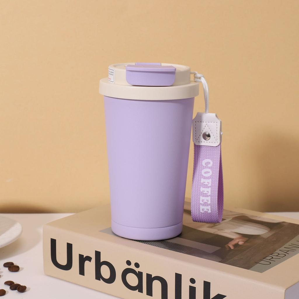 316 Stainless Steel Lily of the Valley Coffee Cup Outdoor Portable Car Thermos Cup Office Meeting Small Straw Cup