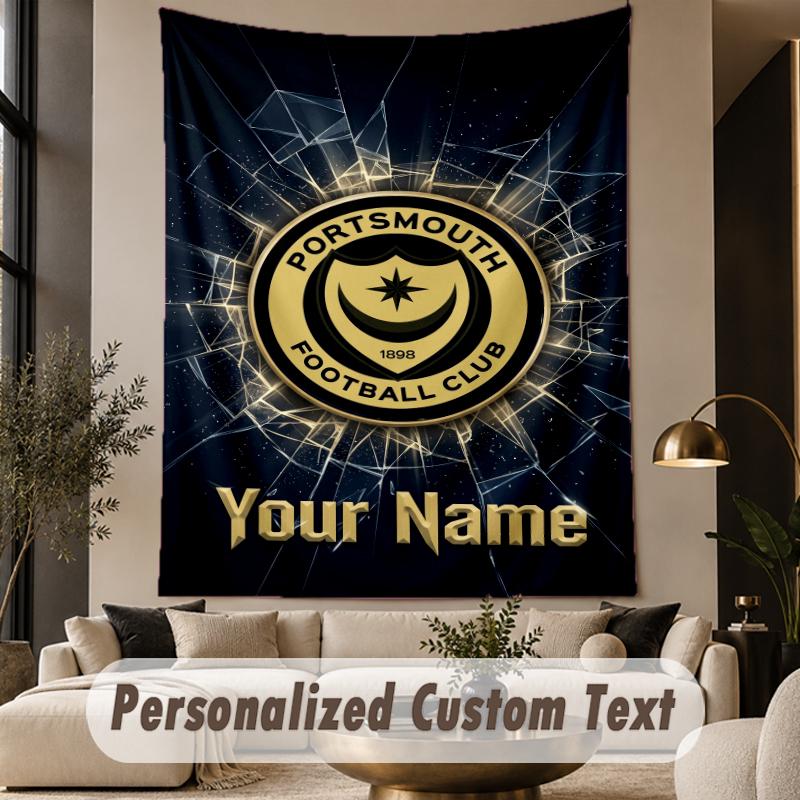 Custom Text Tapestry Portsmouth FC Print Wall Tapestry Indoor Living Room Wall Decor